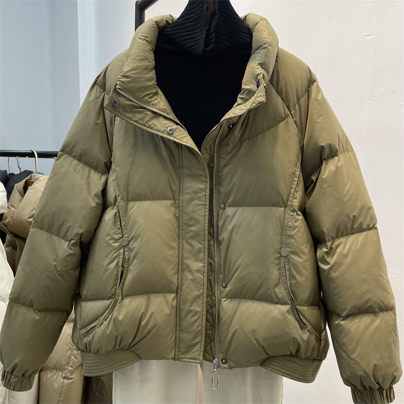 韩国时尚短款羽绒服女22冬新款立领加厚欧货白鸭绒保暖外套潮
