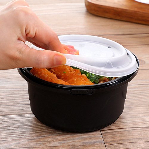 Mingxing Disposable Meal Box Security Lock Fastener Round Fast Food Takeaway Packing Box PP Plastic Soup Noodle Bowl Lunch Box