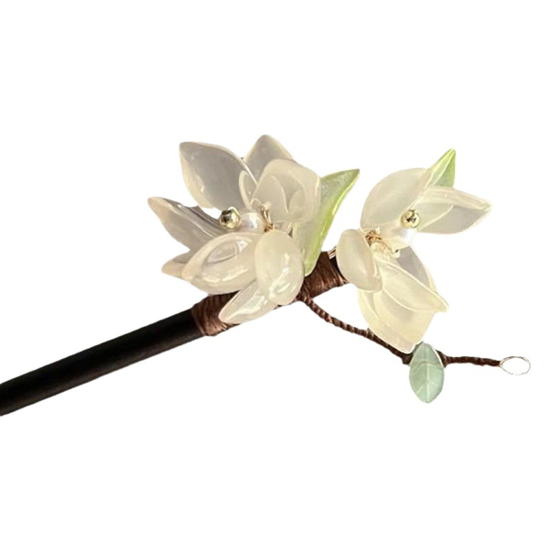 Magnolia wood hairpin Hanfu ancient style accessories hairpin women's back head updo elegant cheongsam simple chopsticks hair accessories