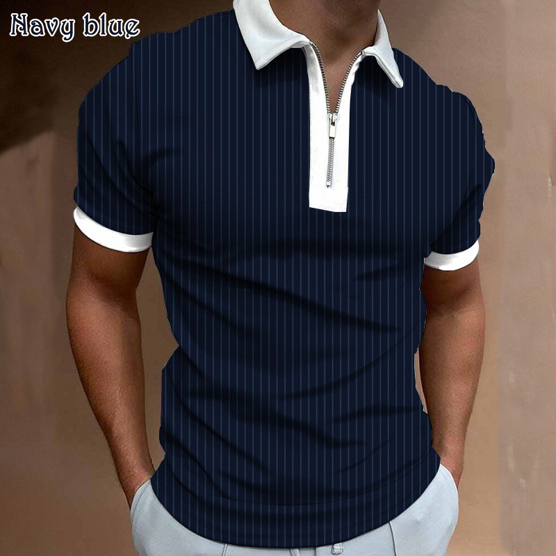 Comercio exterior europeo y americano primavera nueva moda casual popular impresión polo camiseta con cremallera hombres envío gratis