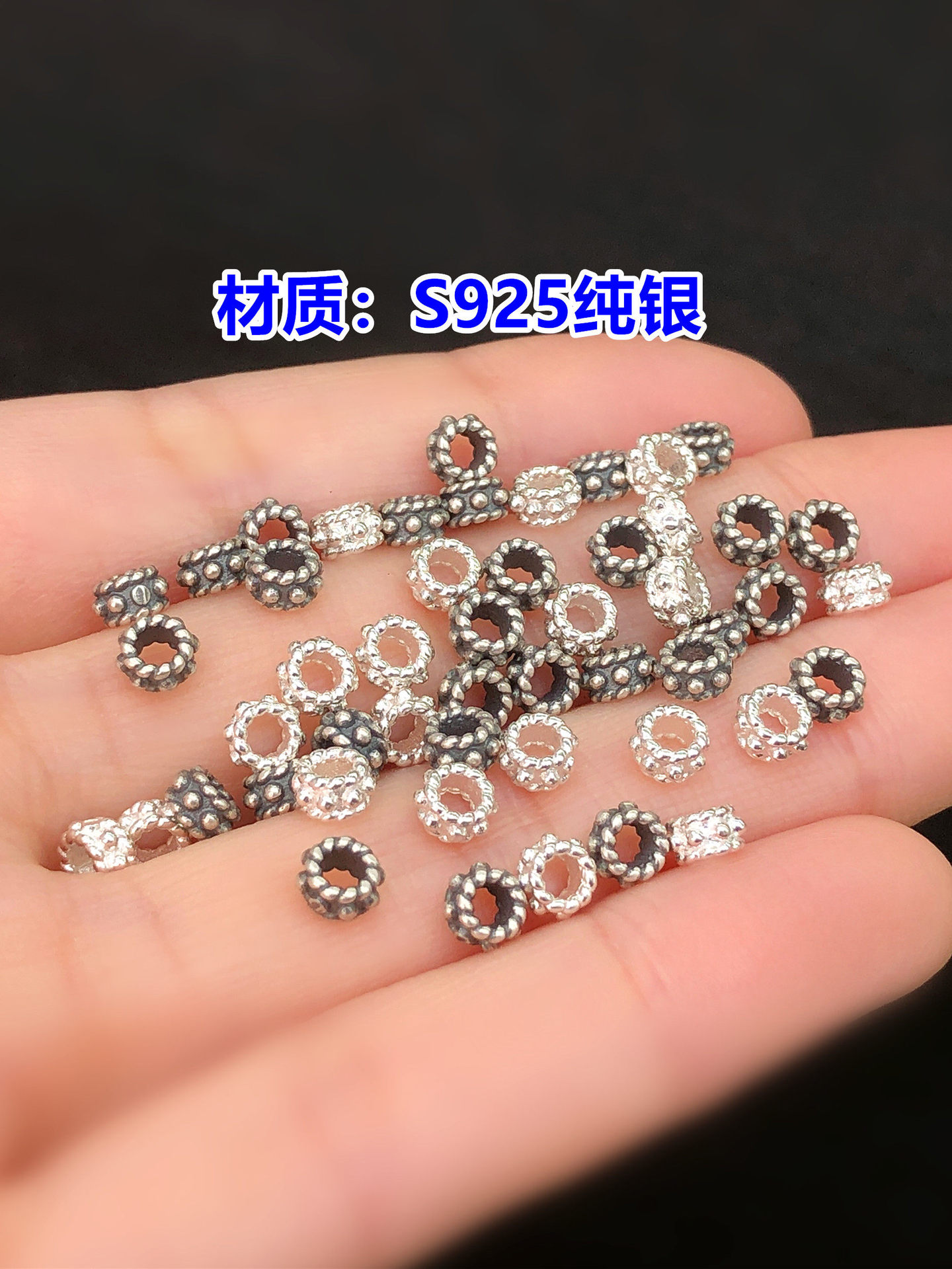 S925 Sterling Silver Finely Crafted Small Flower Spacer Beads Mini Spacer Pieces Crystal Jewelry Making Bracelet Necklace Handmade DIY Accessories