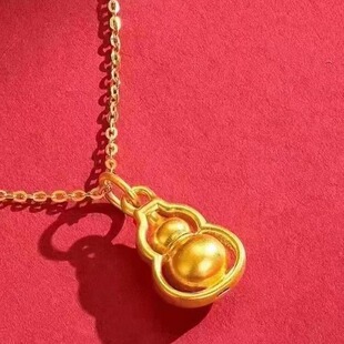Pure Gold 999 Eight-Treasure Gourd Gold Pendant for Women New Fulu Pendant 5D Hard Gold Necklace as a Gift for Girlfriend 520