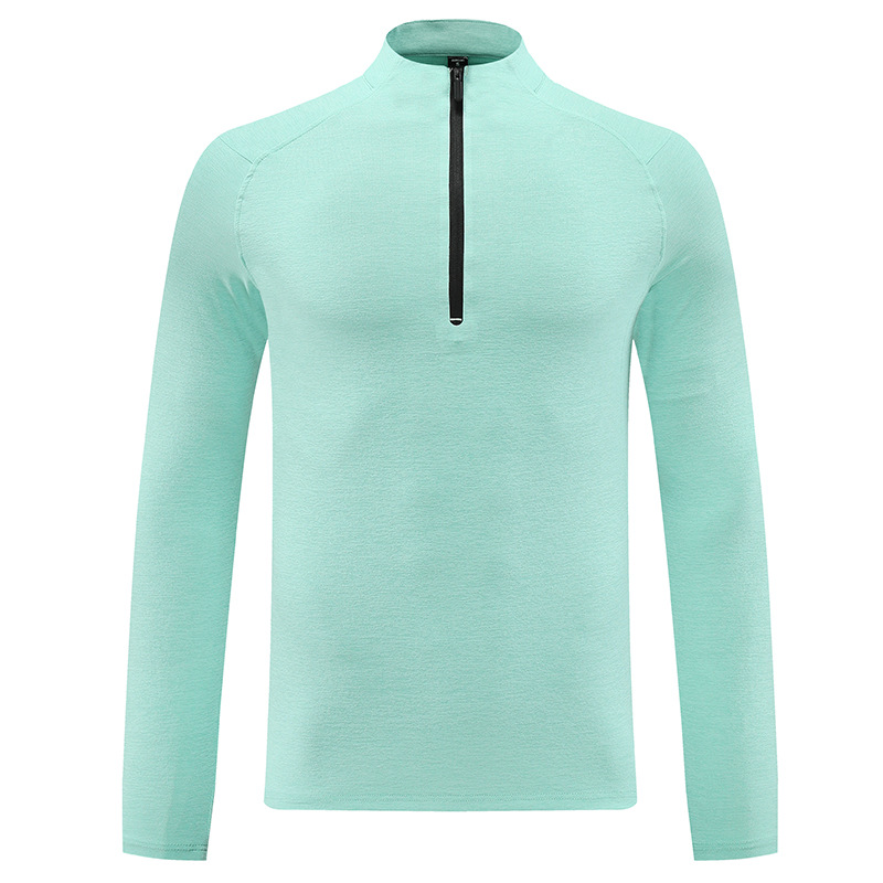 Comercio exterior transfronterizo semi-cremallera de cuello vertical camiseta de hombre camiseta legging de mangas largas acondicionamiento físico correr elástico chaqueta de secado rápido