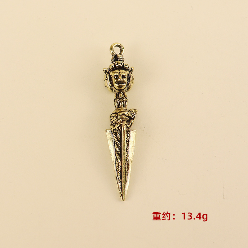 人面伏魔三面降魔象鼻伏魔金刚杵キーホルダー真鍮工芸品出店グッズ|undefined