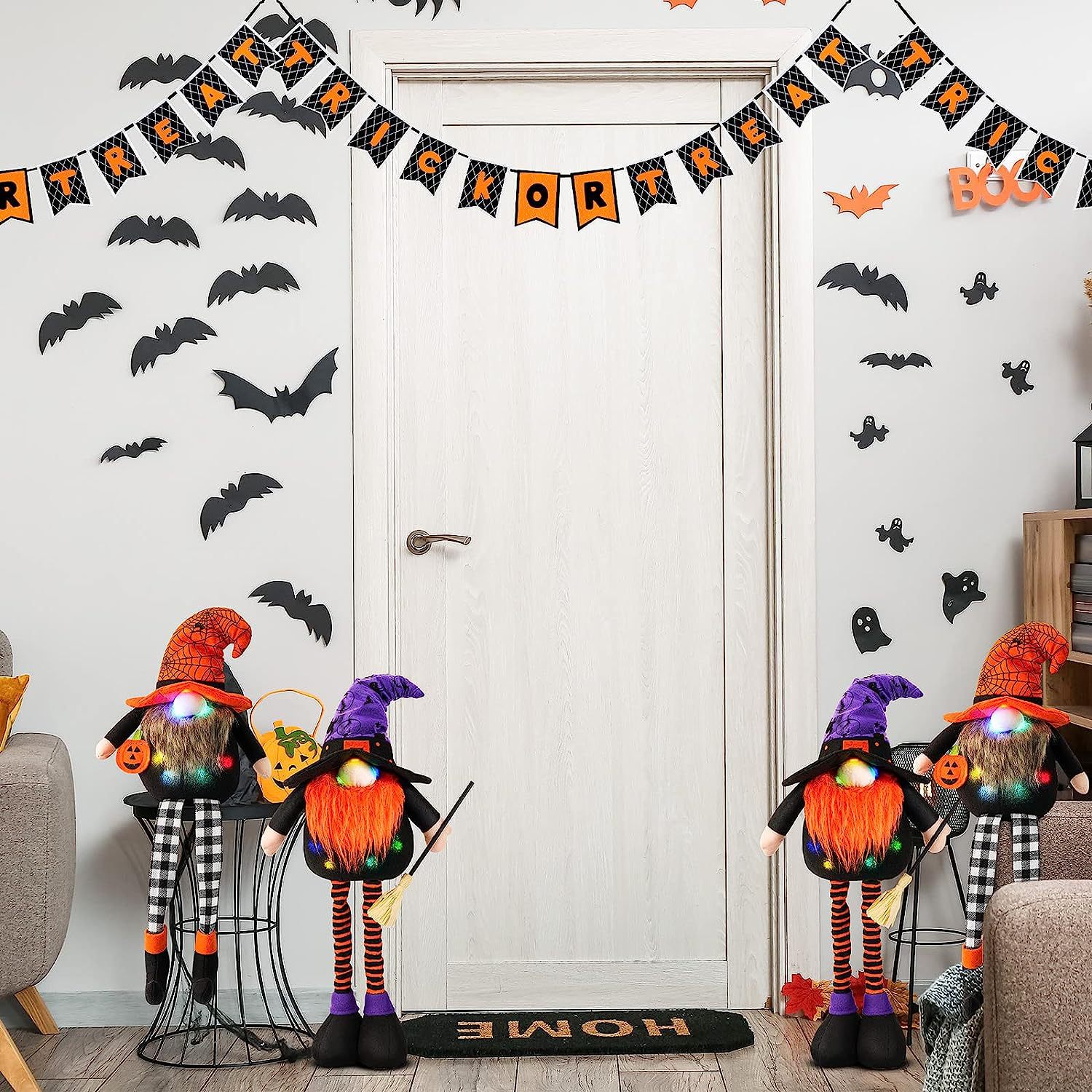 Decoraciones transfronterizas de halloween que emiten luz colgando pierna sin rostro muñeca decoración de calabaza muñeca accesorios de decoración de fiesta