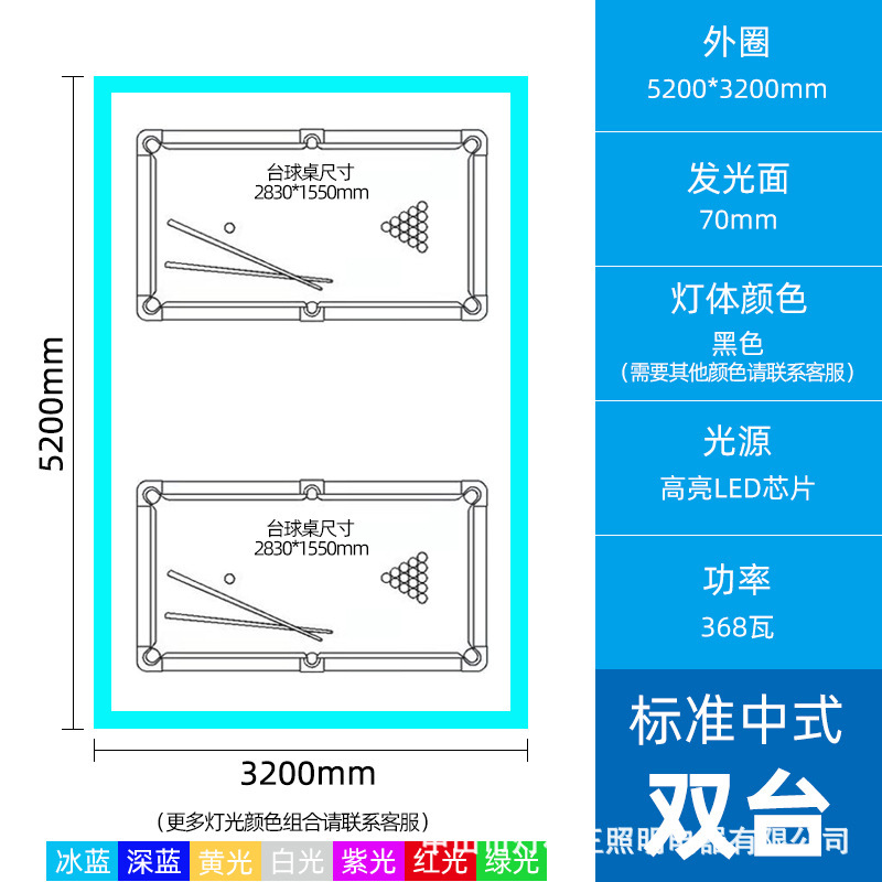Luz ambiental para billar, lámpara colgante para billar, sala de billar, gimnasio, sala de baile, salón de billar, luz lineal personalizable