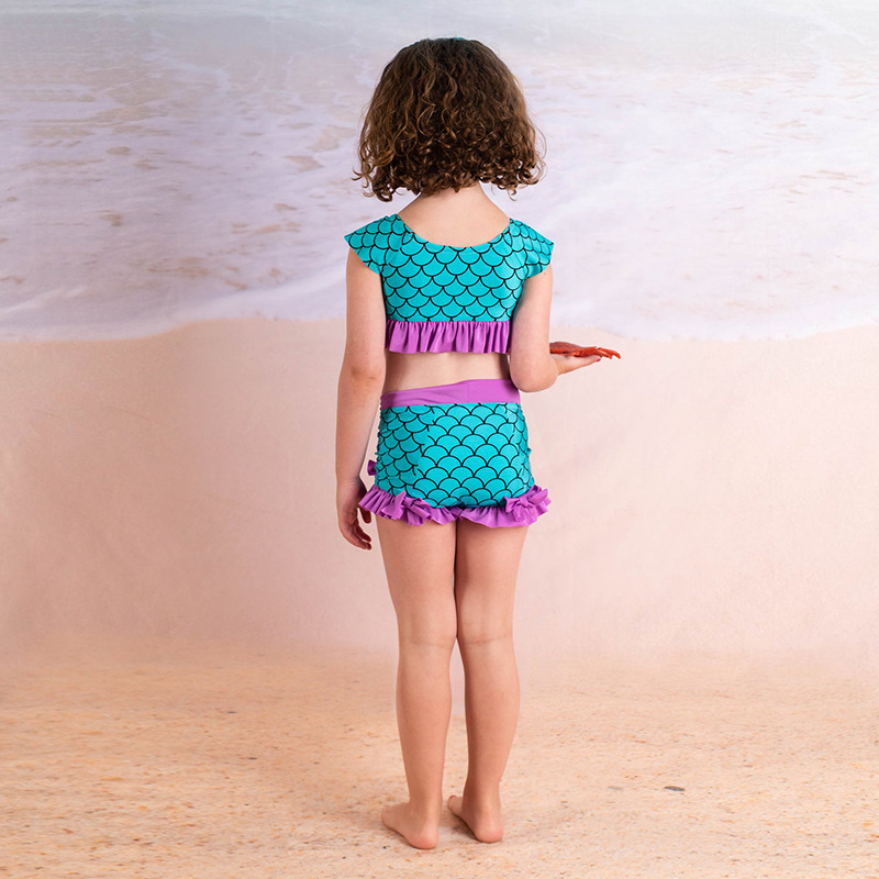 Amazon nuevo traje de baño para niños escala sirena impresa traje de baño transfronterizo estilo europeo y americano en stock
