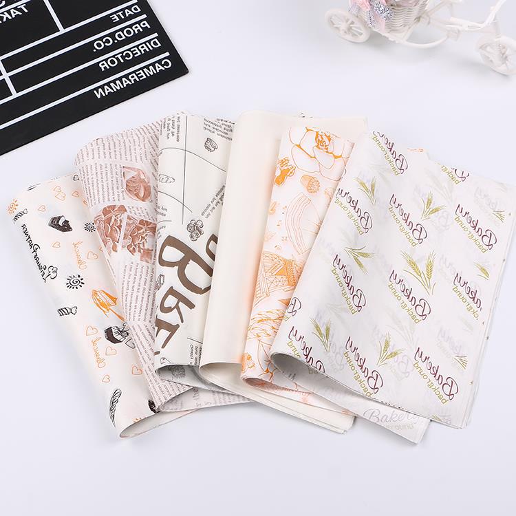 三明治包装纸蛋糕卷西点托盘纸汉堡纸花色餐盘防油淋膜报纸100张