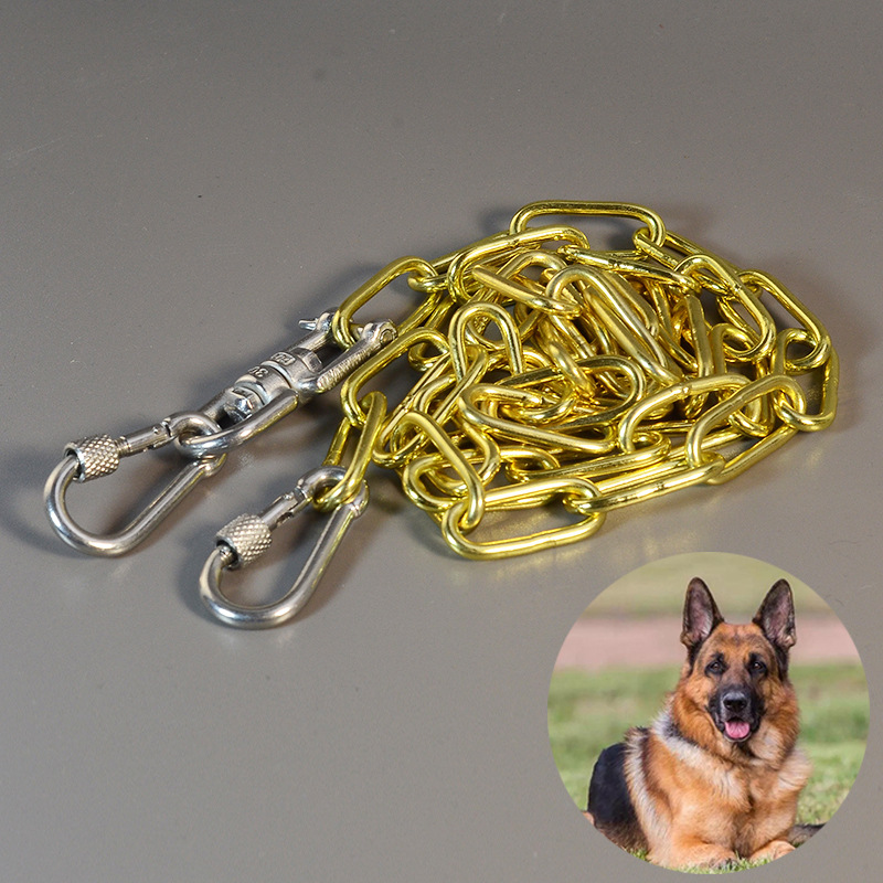 304不锈钢狗链子中型狗狗牵引绳铁链子大型犬遛拴狗绳子德牧加粗