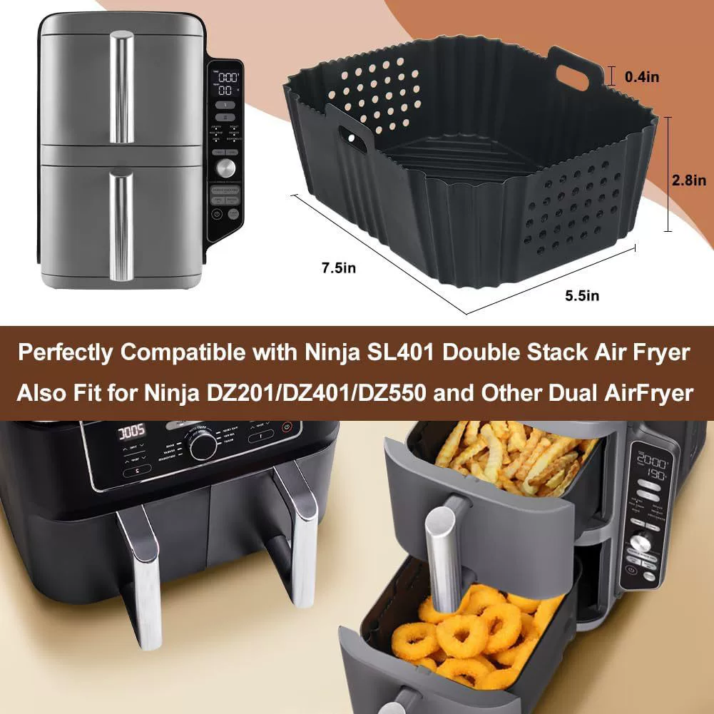 BYKITCHEN Air Fried Silicon Silicon Platform is suitable for NINJA SL401 double -layer air fryer