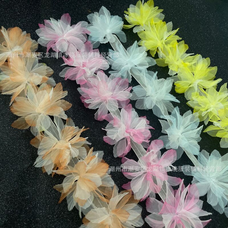 11cm gradient organza three-dimensional flower lace women's shoes and hats accessories diy hand-held Flower cake ornaments 11cm gradient organza three-dimensional flower lace women's shoes and hats accessories diy hand-held Flower cake ornaments