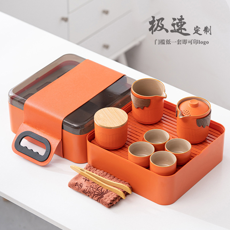 Ceramic travel tea set for traveling