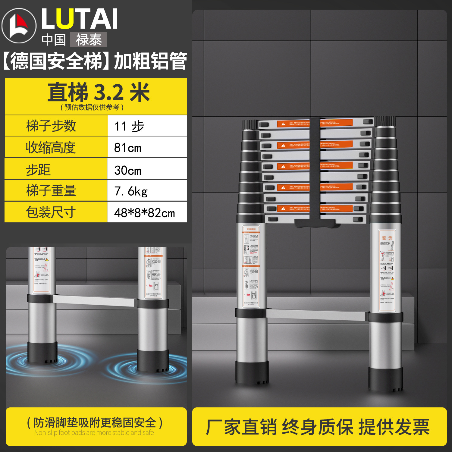 (독일 표준 + 두꺼워짐) 독일로 수출되는 3.2M 직선 사다리 엔지니어링 모델 - 직선 사다리