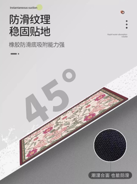 Bathroom Floor Mat, Diatomaceous Earth Anti-Slip Quick-Drying Foot Mat for Bathroom and Toilet Entrance, Modern and Simple