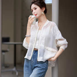 防晒衣女2025夏新款小个子新中式国风短款薄款棒球服刺绣轻薄外套