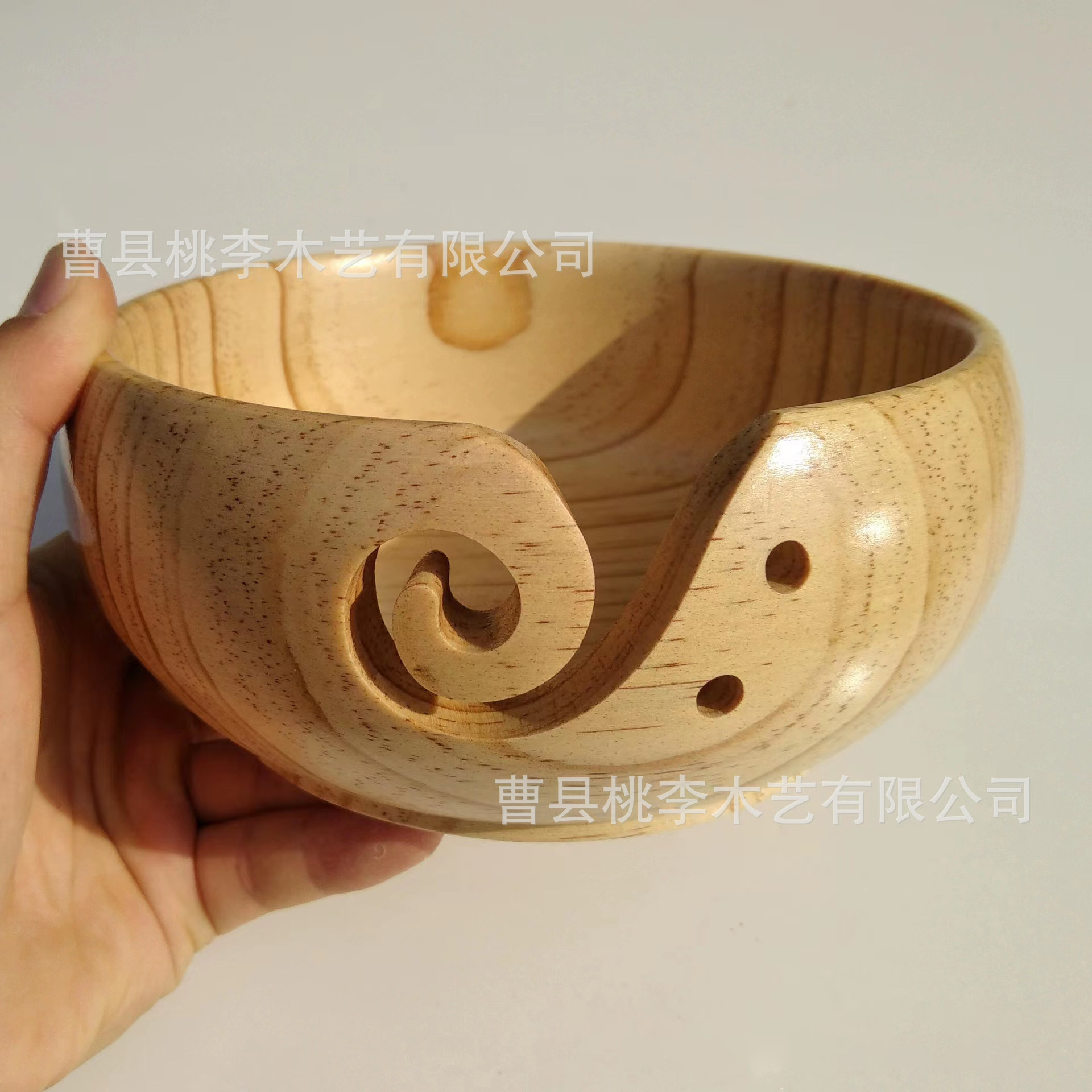 Tazón de lana de madera creativa Cuenco de madera de almacenamiento tallado en madera Cuenco redondo de dibujo de madera de exportación transfronteriza