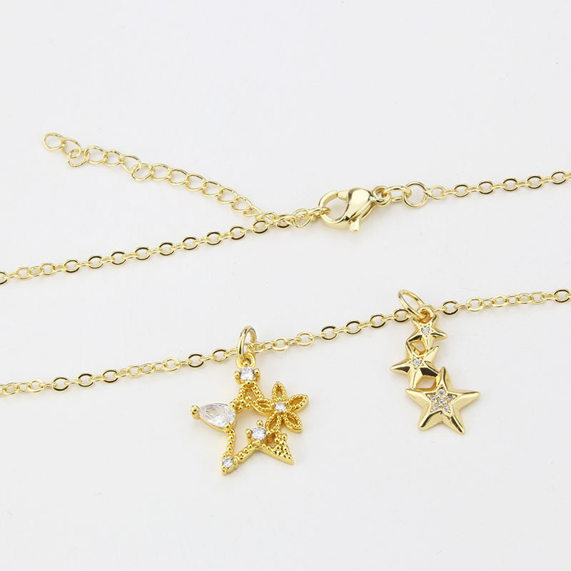 Korean Five-pointed Star Diamond Pendant Necklace display picture 4