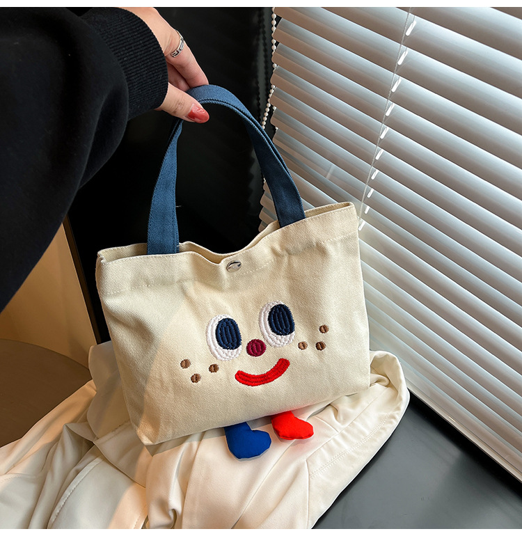 ins mini canvas bag, cute peach tote bag, Korean girl snack bento small bag canvas bag wholesale undefined