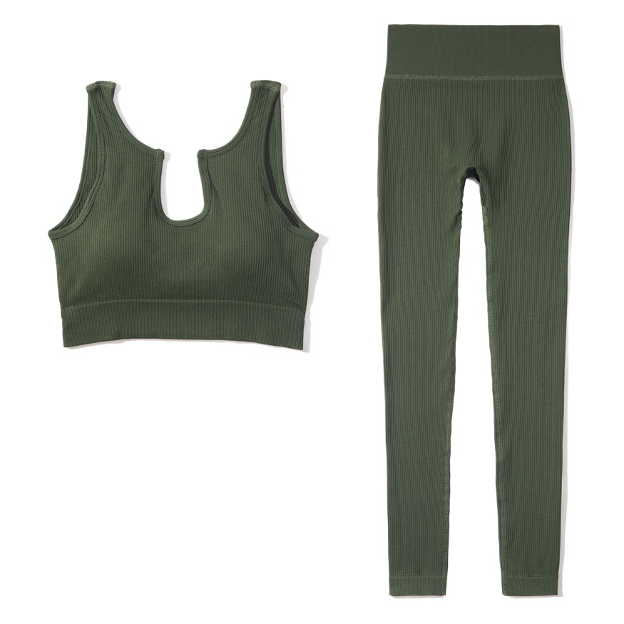 ¡En stock! Europa y América transfronteriza sexy chaleco deportivo ropa de fitness traje de las mujeres pantalones de manga larga ropa de yoga sin costuras XL