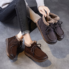 雪地靴女冬季加厚绒保暖棉靴真皮复古羊羔绒短靴舒适英伦风马丁靴