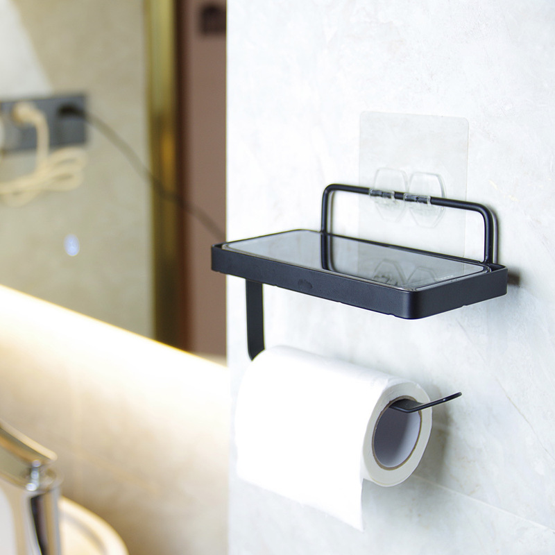 Toilet Tissue Holder Nail-free Paste Flat Iron Bathroom Towel Rack Wall Hanging Roll Paper Hanger Mobile Phone Shelf Storage Rack Toilet Tissue Holder Nail-free Paste Flat Iron Bathroom Towel Rack Wall Hanging Roll Paper Hanger Mobile Phone Shelf Storage Rack