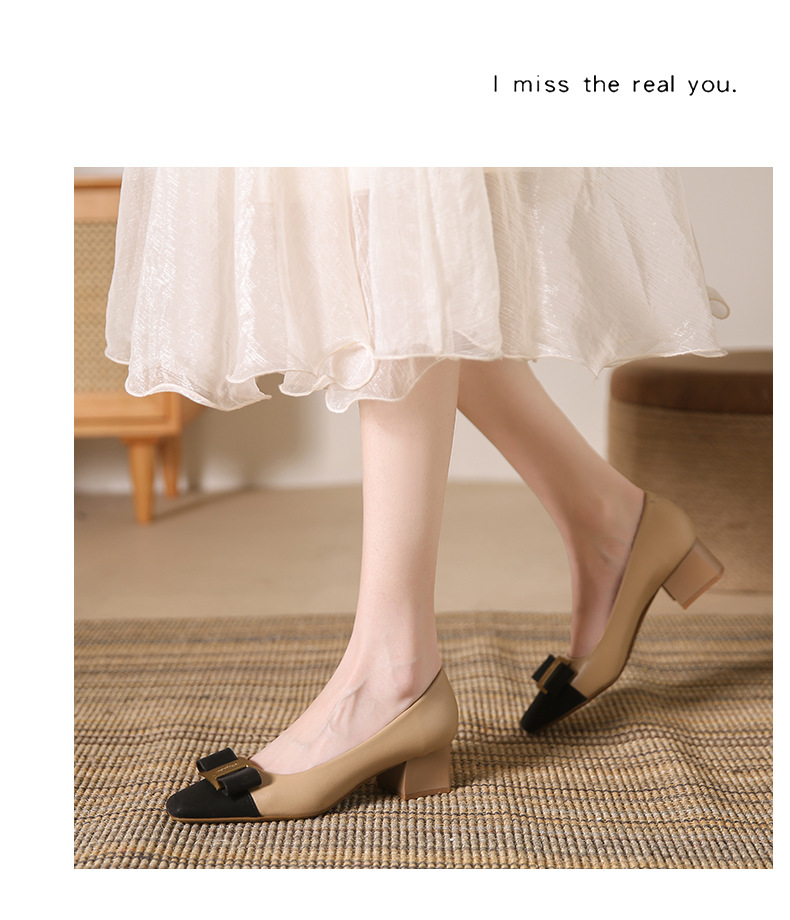 Genuine Leather High Heels With Square Toe For Women Summer Style_voghion.com