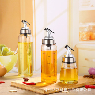 Kitchen household heat-resistant oil pot glass oil bottle controllable seasoning box borosilicate soy sauce vinegar seasoning jar oil control metering