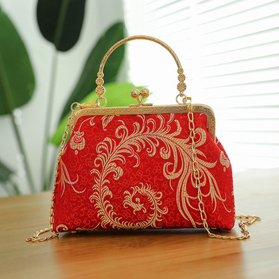  female Chinese hanfu vintage Chinese wind embroidery qipao bag handbag antique small hand bag