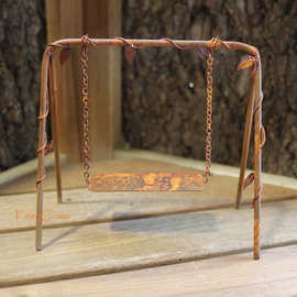 ⑨M 412 Miniature Swing Rusty Metal Mini Fairy Garden