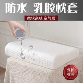 雨斐防口水隔脏乳胶枕套防头油泰国橡胶记忆枕芯枕头套罩30x50x40
