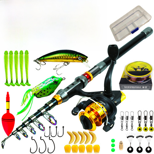 New 1.8-2.4 meter rod and reel set, beginner's kit, cross-border travel portable spinning rod set