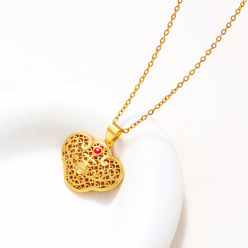 Xuping hermoso hilo hueco de flores palabras feliz colgante collar de esmalte de goteo de aleación de oro colgante joyería mujer