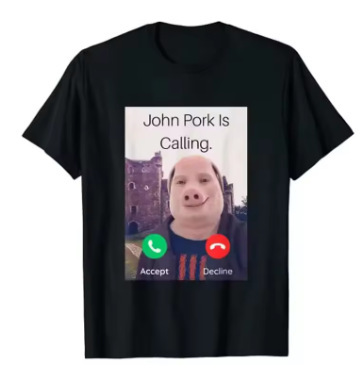 3D プリント付きブラック半袖 T シャツ by John Pors Pors Call the Phone|undefined