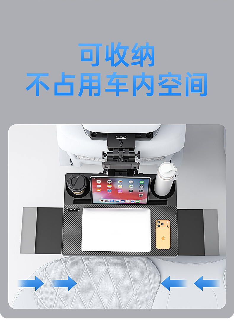 Anti-Slip Car-Mounted Small Table Board, Foldable Rear Seat Table for Car Use, Dining Table, Computer Stand, Table