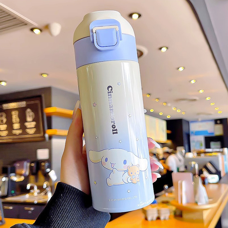 Taza termo de bebida directa de rebote de dibujos animados de Sanrio modelado en relieve 3D 316 mujeres de acero inoxidable de alto valor 350ML