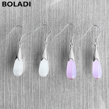 S925纯银猫眼石耳坠水滴月光石时尚百搭女款气质轻奢高级感银饰品