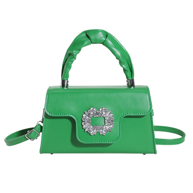 Moda diamante-incrustado pequeña bolsa cuadrada 2024 nuevo estilo nacional bolso de la gema bolso de las mujeres estilo occidental textura hombro bolsa de mensajero