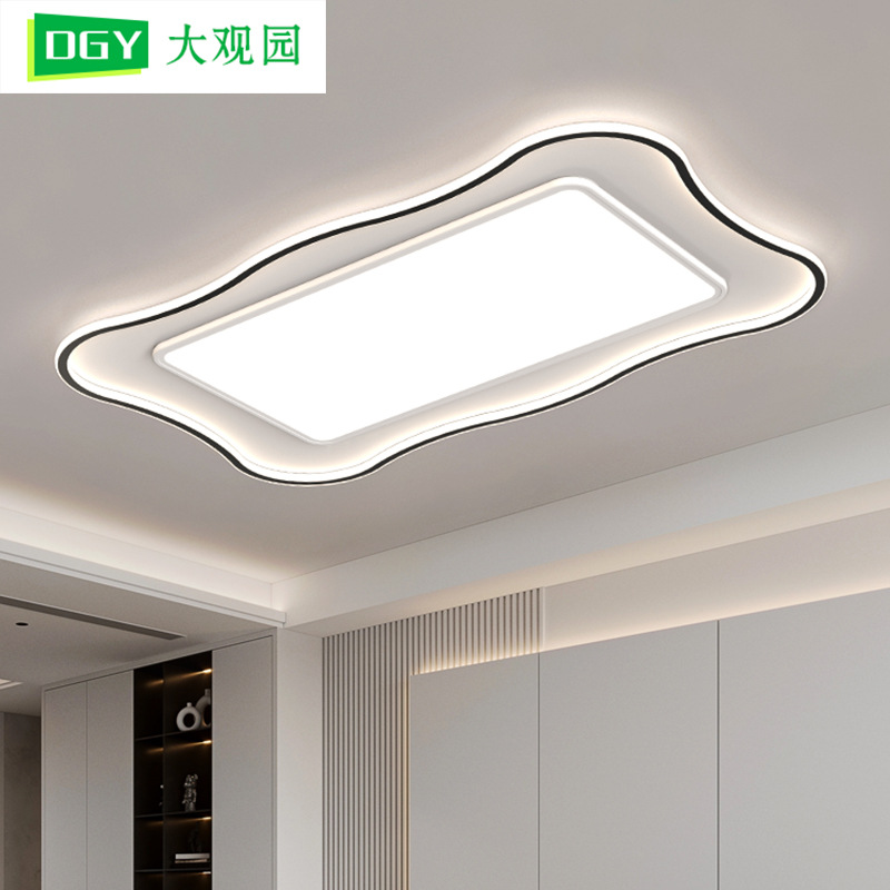 Luz de sala de estar moderna y minimalista 2026 nueva iluminación de techo atmosférica crema de viento ondulado dormitorio lámpara de habitación 440L