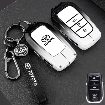 Camry Corolla Rav4 Highlander Static Rod/Key Bag - style-b-round-mark-leather-buckle-black-and-white