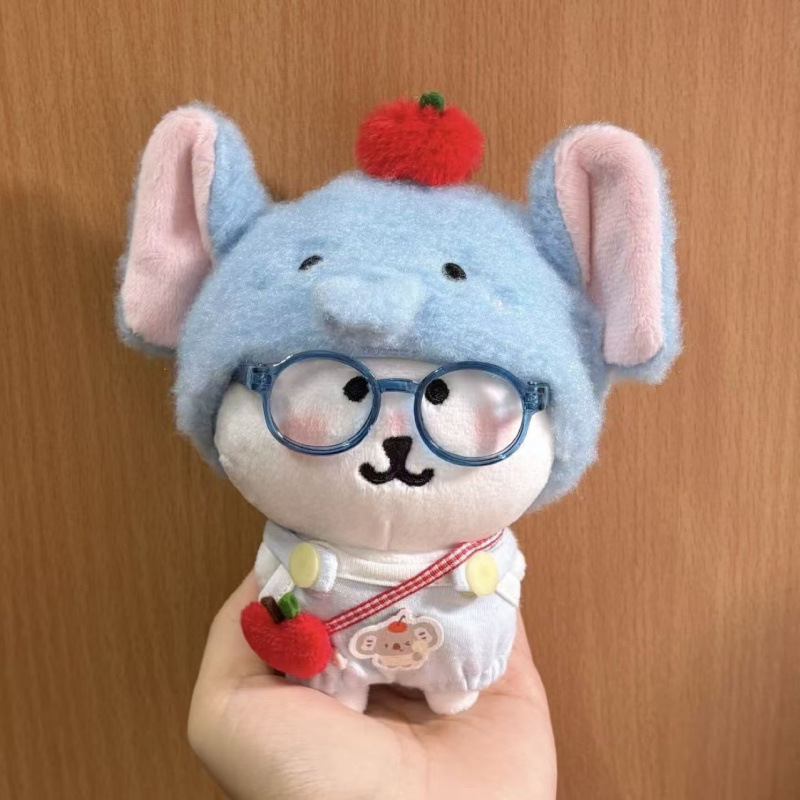 10cm 면 인형 13cm 자기 비꼬는 곰 "코끼리 사과" 아기 옷 세트 귀여운 인형 드레스 업 액세서리