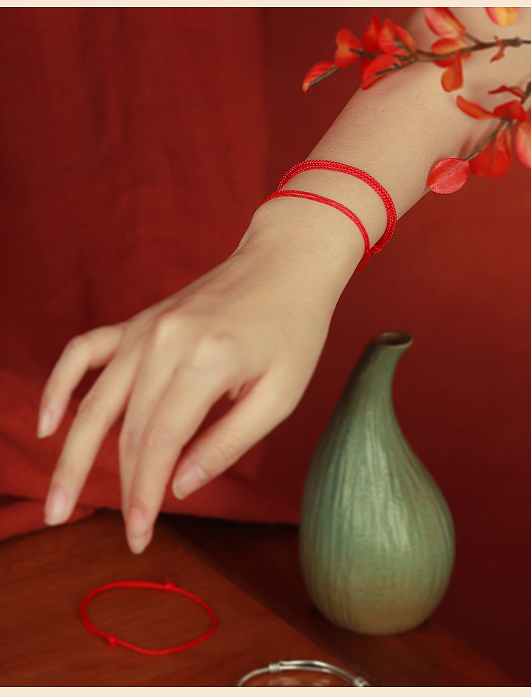 商品详情图_中国风本命年小红绳编织手绳幸运手链脚链儿童女孩情