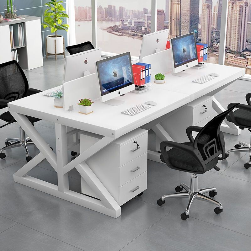 Staff Desk Staff Computer Desk and Chair Simple Modern Office Furniture 2/6 Four 4 Person Screen Combination Work Station