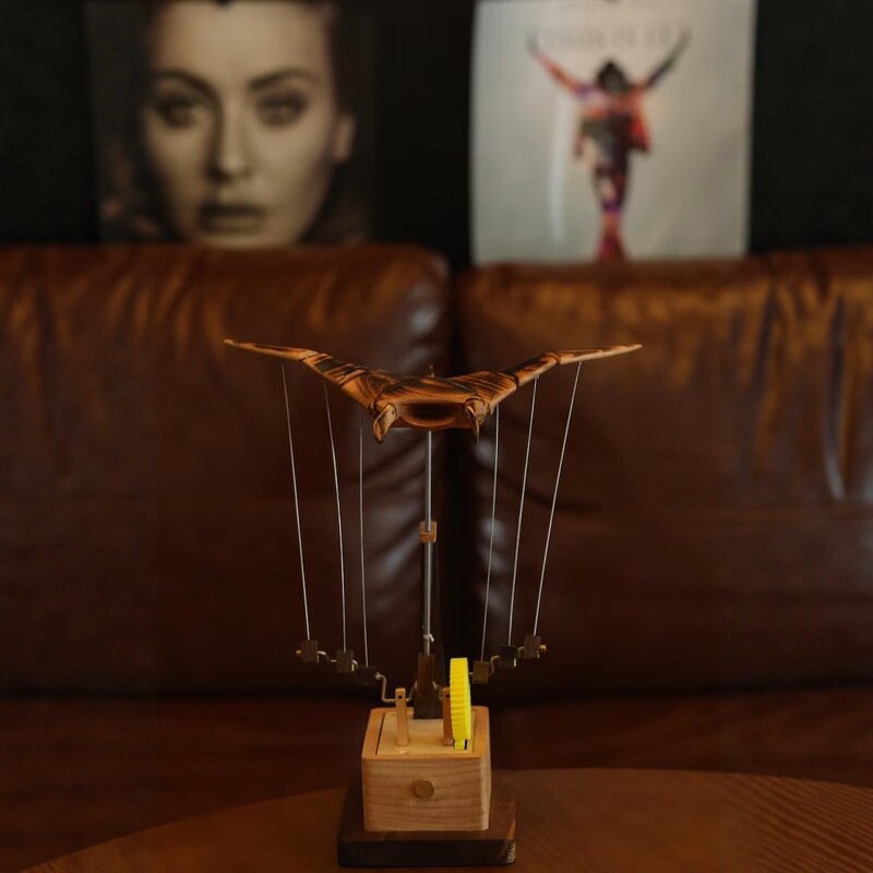 跨境新品Artisan Wooden Manta Ray Automaton工匠木制蝠鲼自动机|undefined