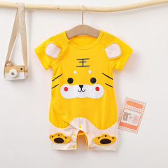 新生兒連體衣短袖爬服初生嬰兒哈衣純棉夏裝可愛男寶寶女薄款衣服