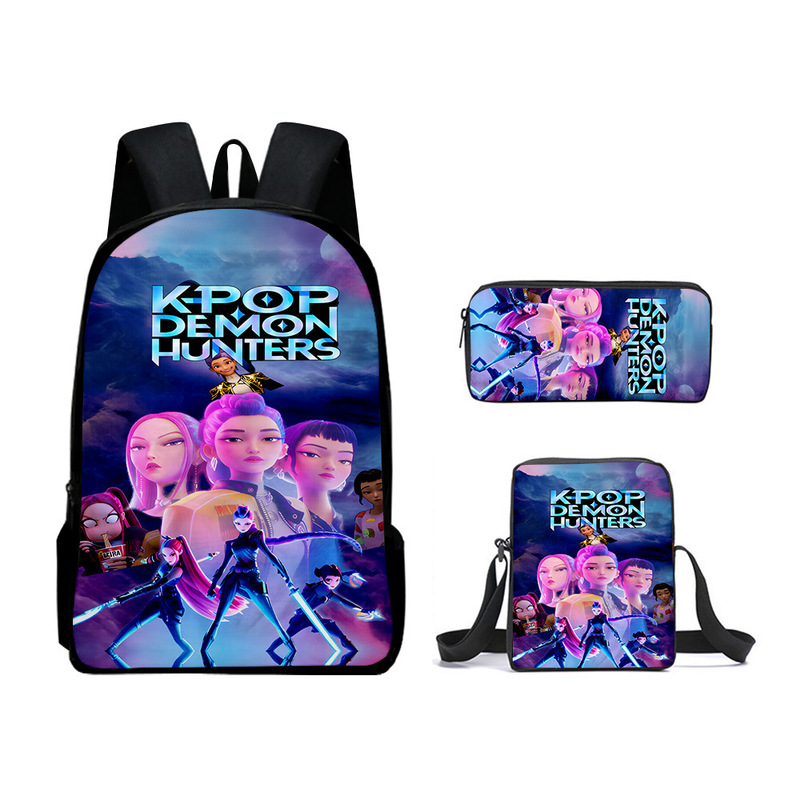 3D Cross-Border New Product K-Pop Demon Hunter Girl Group Backpack, Crossbody Bag, Pencil Case Three-Piece Set 3D Cross-Border New Product K-Pop Demon Hunter Girl Group Backpack, Crossbody Bag, Pencil Case Three-Piece Set