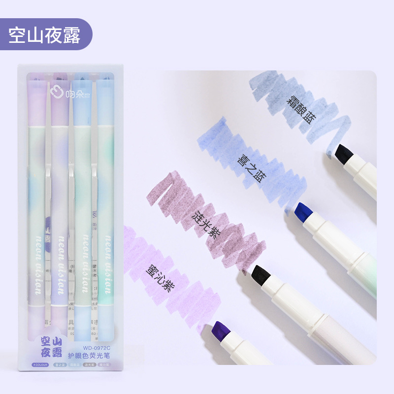 Nuevo de doble cabeza de protección ocular resaltador estudiante de alto aspecto marca pluma gran capacidad marca diario pluma conjunto al por mayor