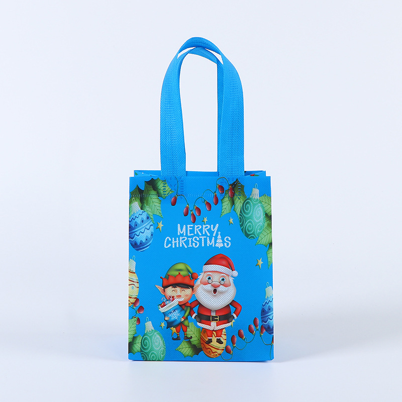 Bolso de Navidad de punto transfronterizo, bolsa de embalaje de regalo, bolsa no tejida laminada en caliente plegable portátil personalizada