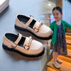 Girls single shoes 2022 Autumn new British style soft bottom big children black small leather shoes non -slip wild princess shoes