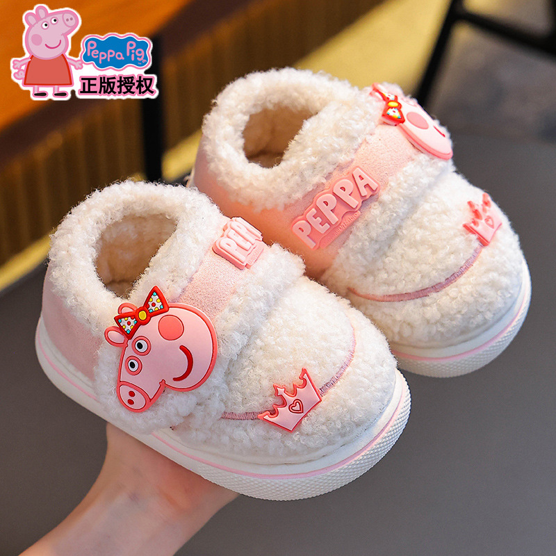 Piggy Page invierno bolsas para niños zapatos de talón de algodón para niños y niñas calentamiento con velcro de pelusa para bebés y zapatos caseros
