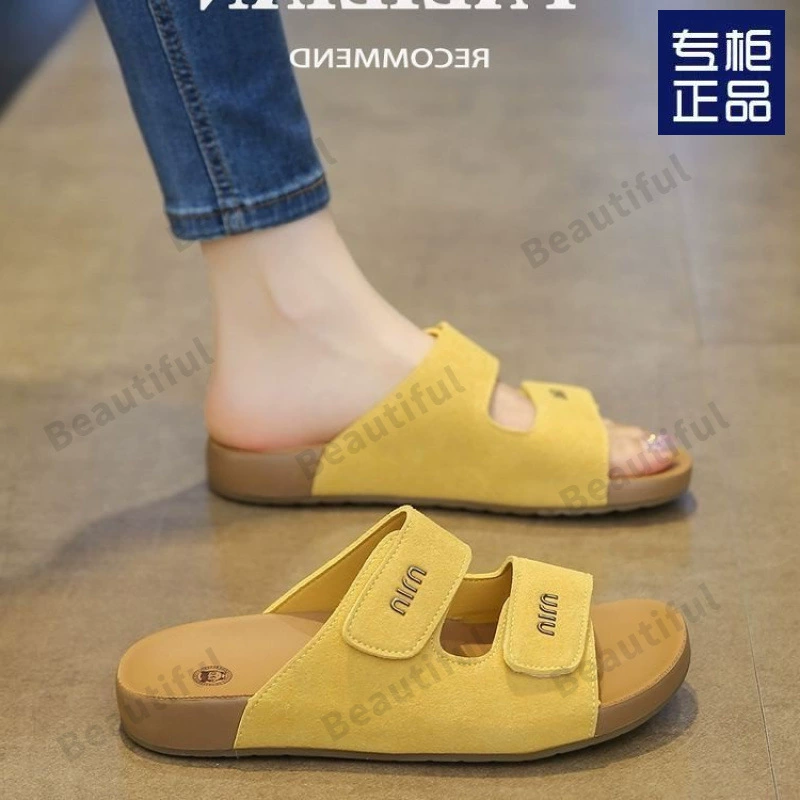 Босоножки Birkenstock для женщин, летняя обувь 2025 года, новый стиль с юбкой, высокая подошва, пляжные шлепанцы для моря